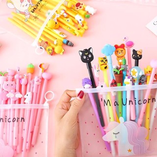 SET BÚT 20 CHI TIẾT HOẠT HÌNH SIÊU ĐÁNG YÊU, BÚT MÀU ĐEN, BÚT BI MÀU XANH
