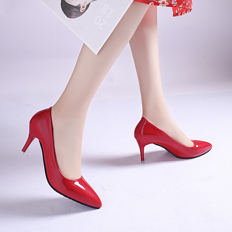 Giày cao gót 7cm nữ làm từ da PU