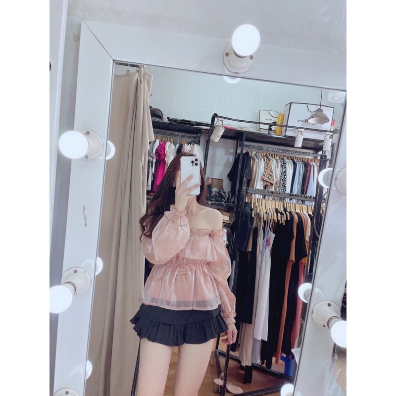 Áo trễ vai voan kính