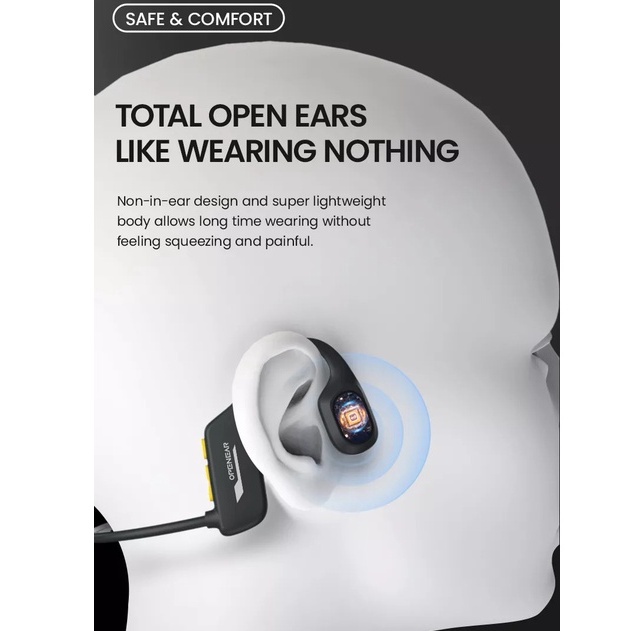 Tai nghe Openear-BoneX2 truyền âm qua xương - bluetooth 5.2 - chống nước IP68 - có mic - 8G lưu nhạc - tai nghe bơi lội