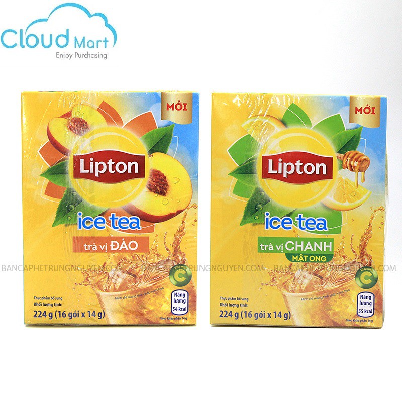Trà Lipton Ice Tea Hòa Tan Hộp Giấy 224g - Trà Lipton Hương Đào - Trà Lipton Chanh, Mật Ong