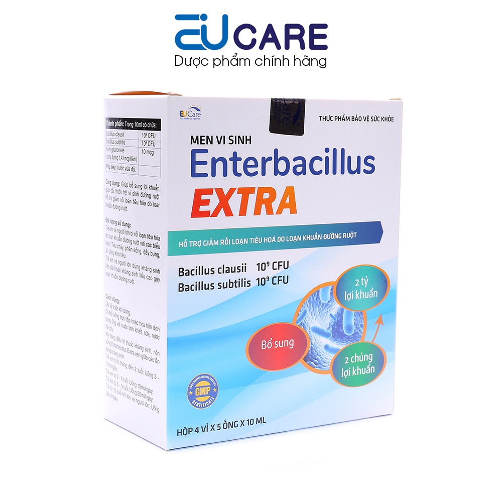 Men vi sinh Enterbacillus Extra dạng ống bổ sung 2 tỷ lợi khuẩn, giảm rối loạn tiêu hóa - 20 ống