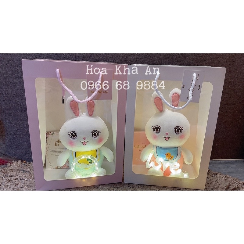 (Combo quà tặng) Set Gấu bông tặng Túi, Đèn, Thiệp cực xịn. Kích thước túi 15x25x35cm