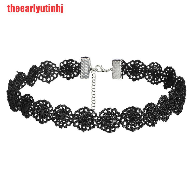 INHJ Fashion Choker Necklace Stretch Velvet Classic Gothic Tattoo Lace Necklace