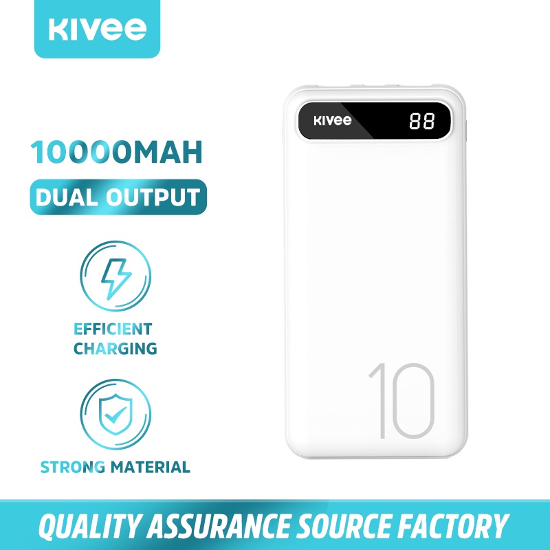 Pin sạc dự phòng Kivee 10000mAh, màn hình kỹ thuật số màn hình lớn kèm theo cáp sạc