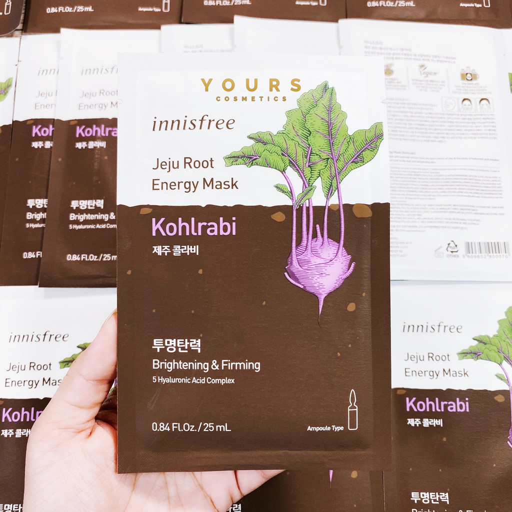 [Auth Hàn] Mặt Nạ Innisfree Củ Rễ Chiết Xuất Su Hào Cấp Nước Làm Sáng Da Jeju Root Energy Mask Korlrabi 25ml