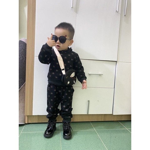 Bốt bé gái bé trai, Giày bốt cho trẻ em cao cổ màu đen da bóng đế cao su mềm cực chất cho bé trai bé gái M1368