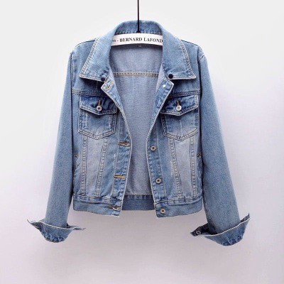 Women's jeans jacket short spring and autumn Korean new long sleeve slim Hooded Jacket versatile student top Size S-5xl