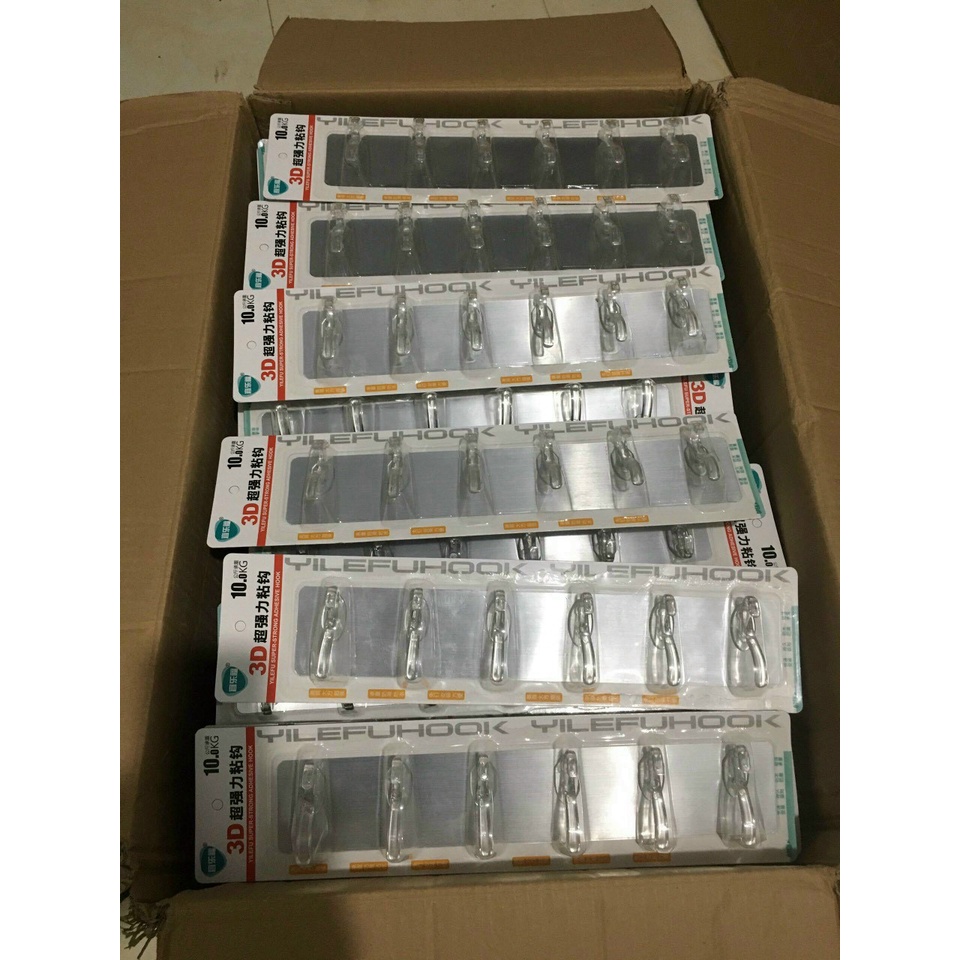 Thanh treo quần áo treo đồ đa năng móc dán tường trong suốt siêu dính có 6 móc ngang không cần khoan siêu bền siêu chắc