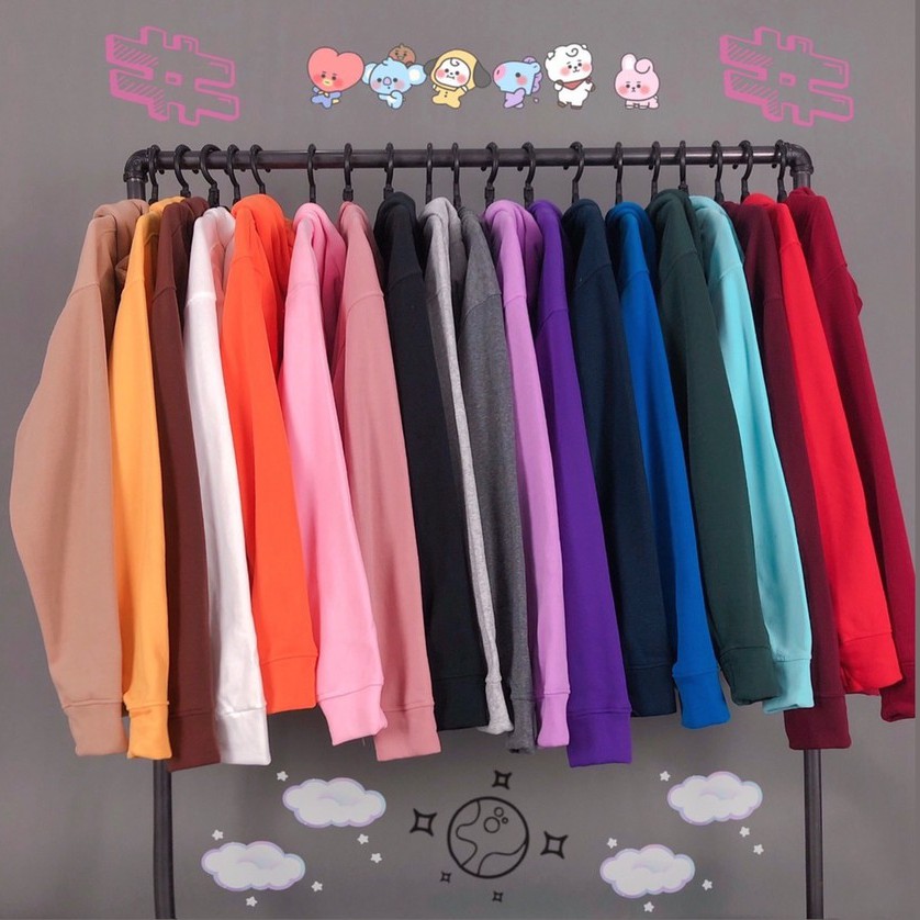 Áo Khoác Hoodie Trơn Ulzzang Unisex Nhiều Màu Chất Nỉ Bông Cao Cấp Dáng Rộng Nam Nữ - MM