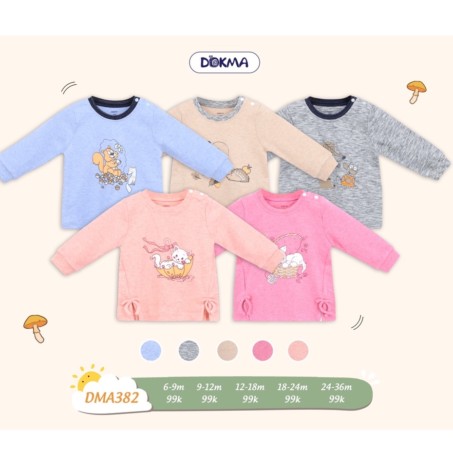 Dokma - Áo dài tay chất nỉ nhung siêu đẹp cho bé 9-36 tháng DMA382