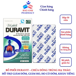 Bổ phổi Duravit chứa Đông trùng Hạ thảo, Thymomodulin, Betaglucan giúp tăng đề kháng, bổ phế, giảm ho, giảm đờm – H50v