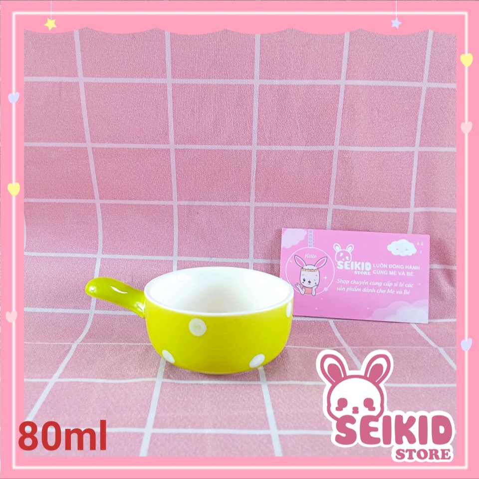 Bát Sứ Ăn Dặm Cao Cấp Hình Gáo Chấm Bi Đủ Màu Seikid Store 80ml V23