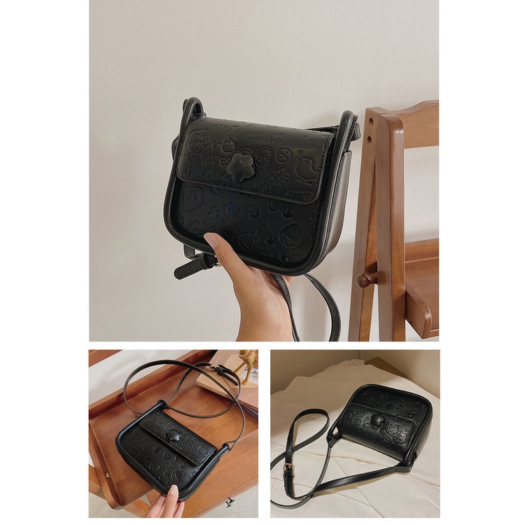 Túi Da Đeo Chéo Mini In Họa Tiết Dễ Thương Thời Trang Cho Nữ