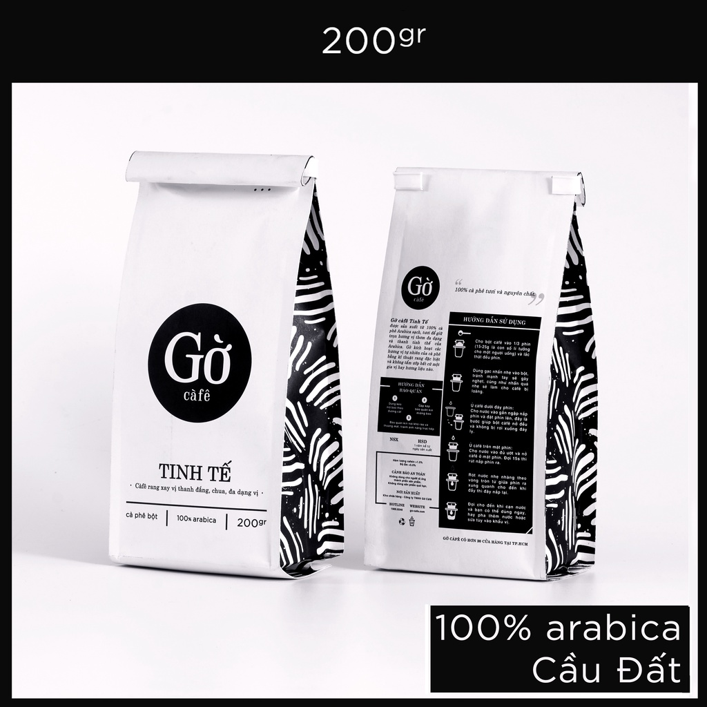 200GR- Gu TINH TẾ (100% Arabica Cầu Đất- thanh chua, nhẹ nhàng)- Cà phê rang xay nguyên chất Gờ cafe