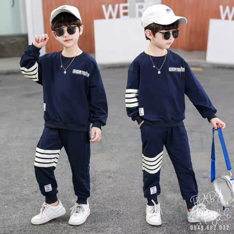 Bộ quần áo thu đông &quot;SN TRUTH&quot; 14-45kg cho bé trai 4-14 tuổi. Năng động, phong cách. B33
