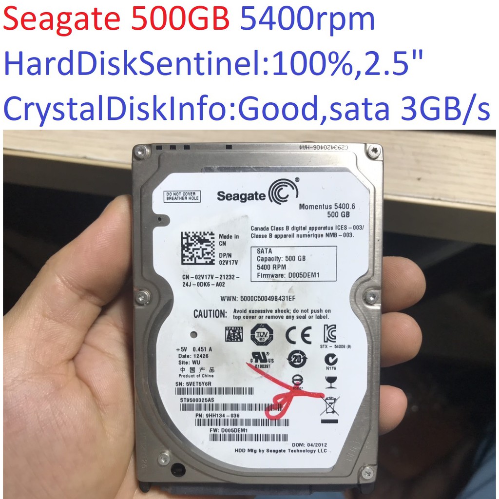 ổ cứng cho laptop Seagate 500GB 5400RPM sata 3GB/s 2.5 " inch 9mm hdd 100% Good ST9500325AS