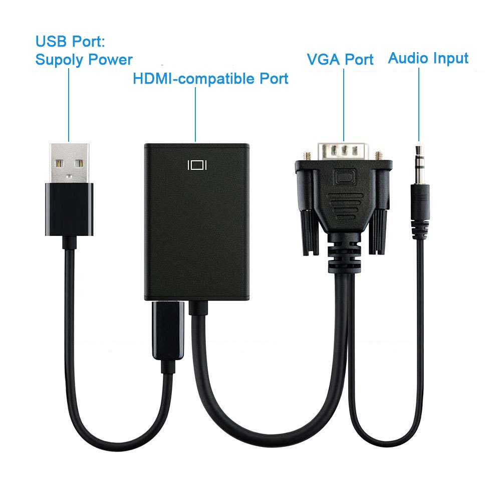 Cáp ChuyểN VGA Sang HDMI 1080P VớI ĐầU CắM 3.5Mm Cho PC HDTV ps4
