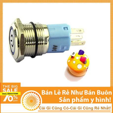 Nút Nhấn Giữ Có Đèn Màu Xanh Lá Chống Nước 12V 16mm