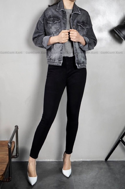 Quần jeans đen dáng skinny (rách gối + trơn) | BigBuy360 - bigbuy360.vn