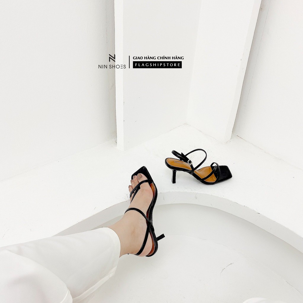 Giày sandal nữ Nin shoes - Sandal nữ dáng basic dưới 7cm gót nhọn quai mảnh mũi vuông siêu xinh