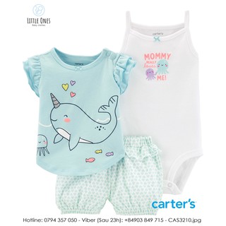 SET BỘ KÈM BODYSUIT Carter's nhập Mỹ - Narwhal