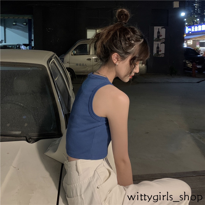 Wittygirls-áo Hai Dây Ôm Dáng Cổ Tròn Mùa Hè