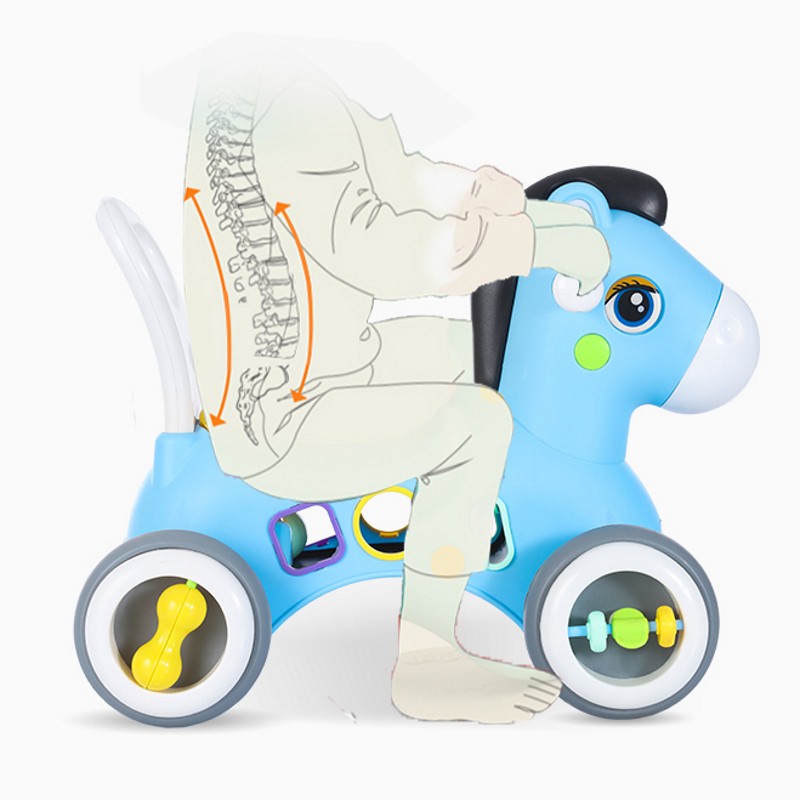 Xe chòi chân hình con ngựa phát nhạc kèm đồ chơi thả hình – Xe đẩy chân cho bé từ 1 đến 3 tuổi - DC014