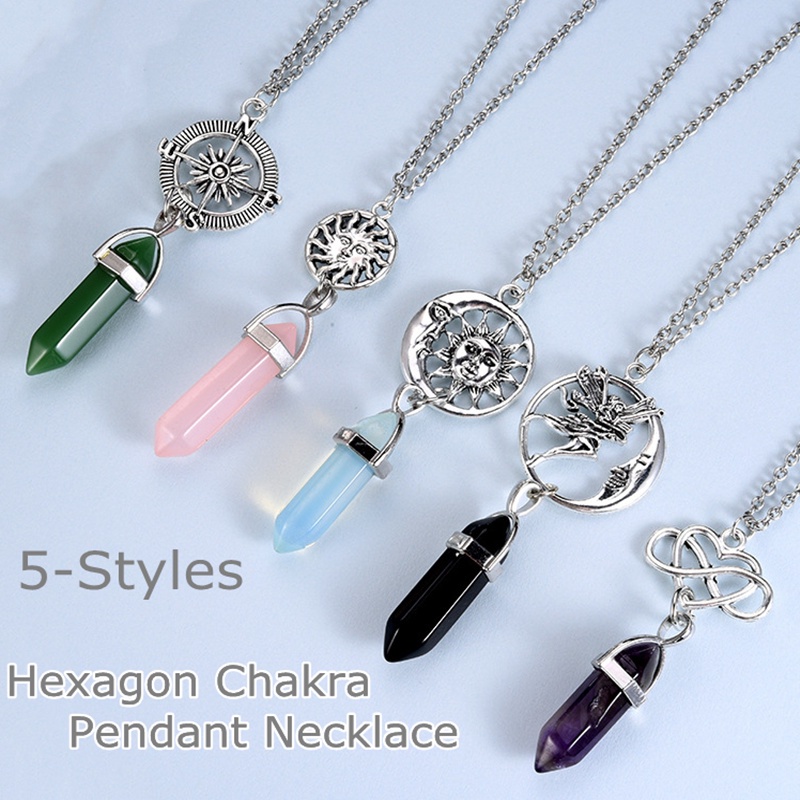 1 Vòng cổ Mặt Đá Lục Giác Chakra Thời Trang