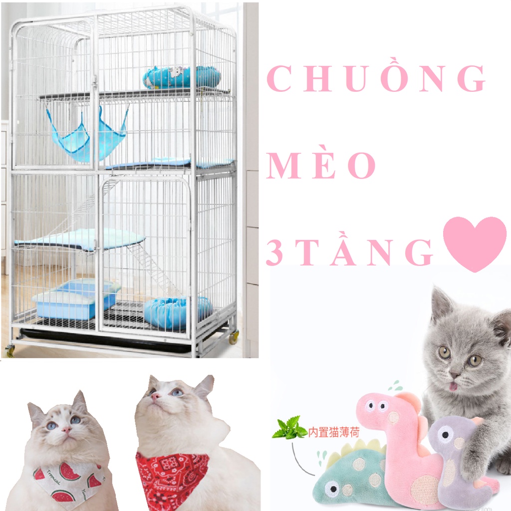 Chuồng mèo 3 tầng size đại đa năng thông minh