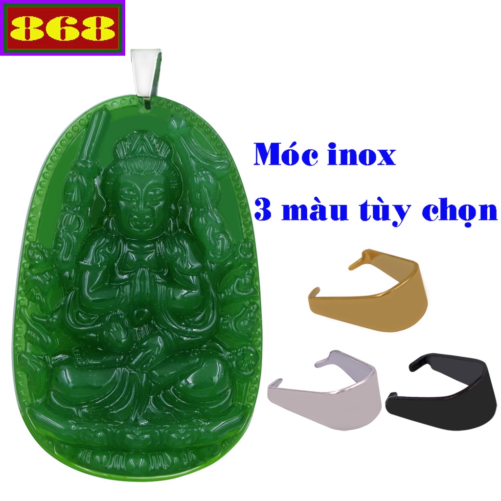 Mặt dây chuyền Phật Hộ mệnh 12 con Giáp Đá Xanh lá - Nhiều Size phù hợp cho nam và nữ - Tặng kèm móc inox