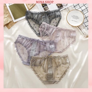 Quần Chíp Ren, Quần Lót Ren Nơ Tiểu Thư Sexy Họa Tiết Chấm Bi Xinh Xắn