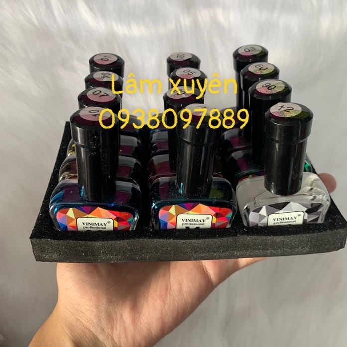 Cồn loang  Vinimay set 12 chai 15ml/chai♦️CHÍNH HÃNG♦️ mỗi chai 1 màu, vẽ móng vân đá siêu đẹp cồn tự khô khi trang trí