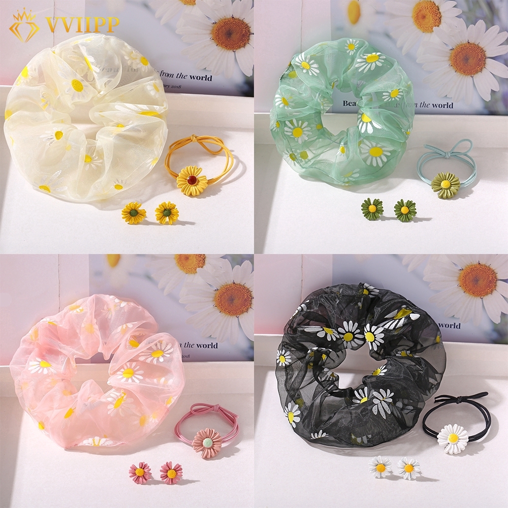 Set Dây Buộc Tóc Hoa Cúc Xinh Xắn Cho Bé Gái