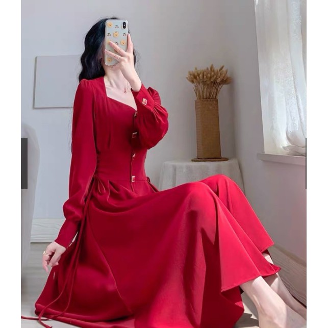 #Đầm #maxi tay dài cổ cách điệu cao cấp phù hợp đi chơi, đi tiệc cưới, đi dao phố cà phê