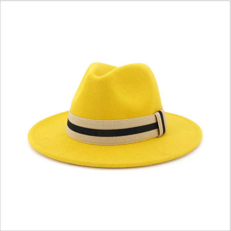 Mũ Phớt Fedora Nam Nữ Rộng Vành Chất Liệu Nỉ, Nón Phớt Vintage Chụp Ảnh, Đi Biển Viền Xọc - Tại Hà Nội