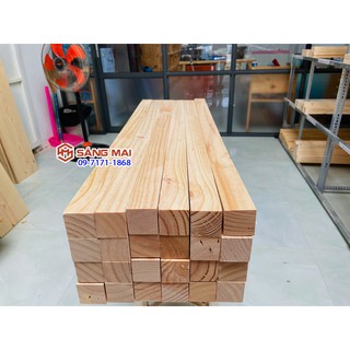 Thanh gỗ thông vuông 4cm x 4cm x dài 1m + láng mịn 4 mặt