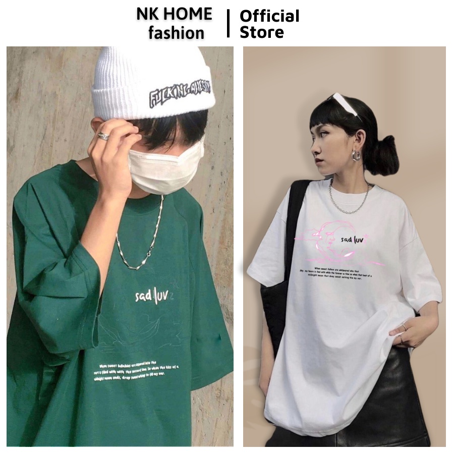 Áo thun tay lỡ unisex SADLUV - Áo phông nam nữ form rộng cho cặp đôi phong cách hàn quốc vải dày dặn