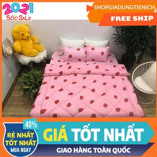 [Xả kho]Bộ chăn phao ga gối có ruột chăn bông dày,đủ kích thước[DÂU TÂY]