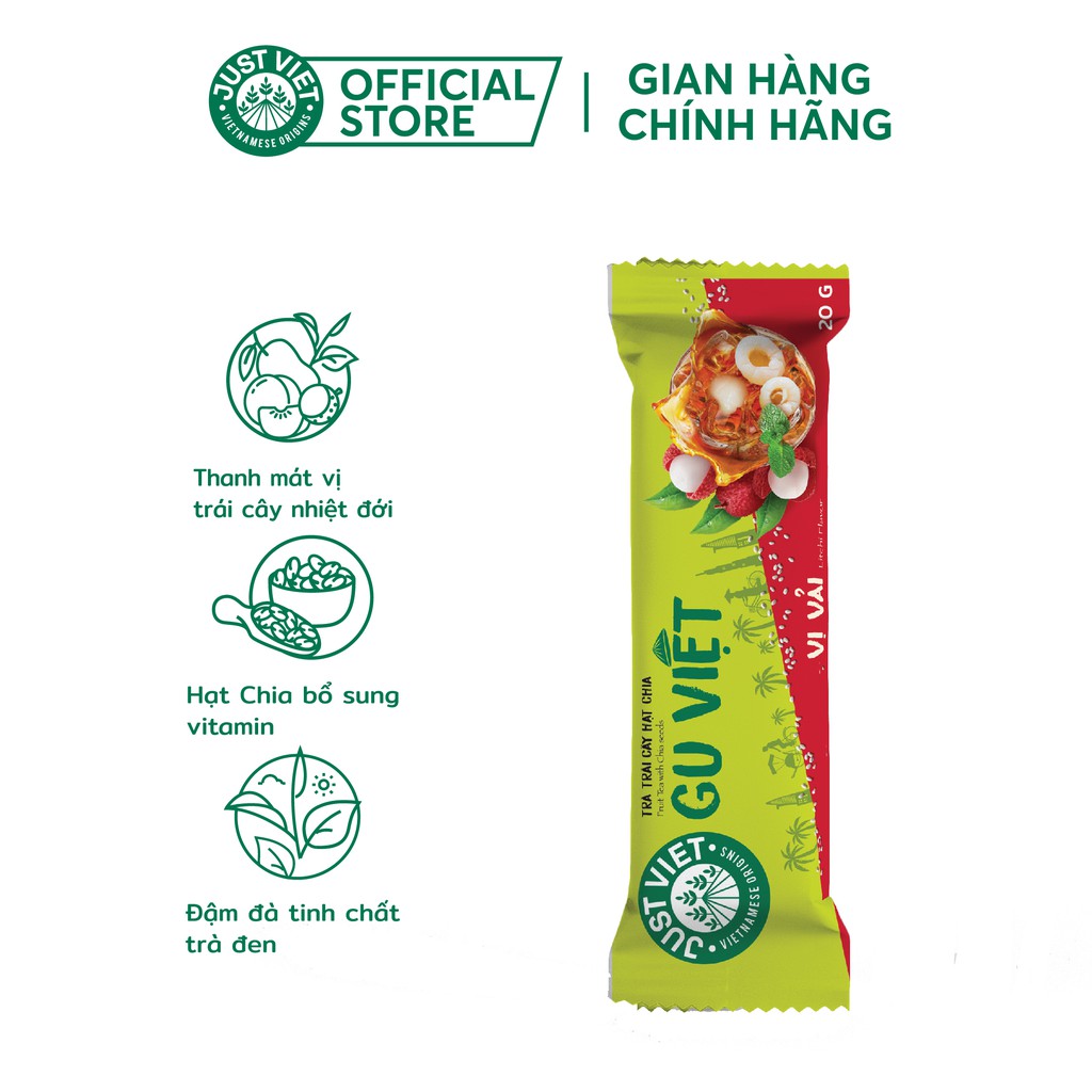 Trà Trái Cây Hạt Chia Just Viet  (Stick)- Vị Vải - 20g | BigBuy360 - bigbuy360.vn