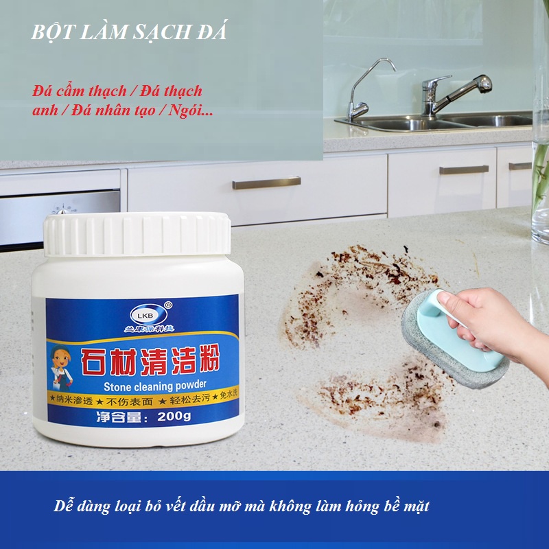 Bột Tẩy Sạch Bàn Đá Bếp, Thạch Anh, Ngói,Dễ Dàng Loại Bỏ Vết Dầu Mỡ, Cặn Bẩn Mà Không Làm Hỏng Bề Mặt - CLEAR
