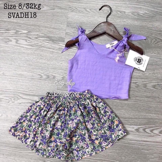 Bộ 2 dây cotton đũi bé gái