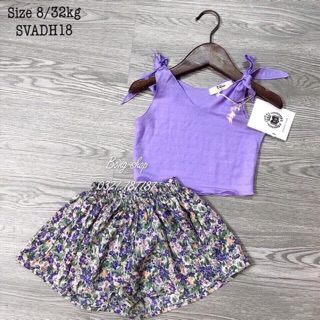 Bộ 2 dây cotton đũi bé gái