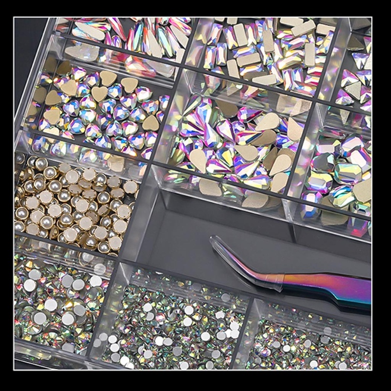 Hạt Pha Lê Tròn Nhiều Hình Dạng Trang Trí Móng Tay