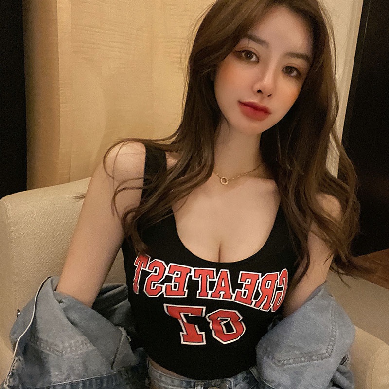 Áo Hai Dây In Chữ Quyến Rũ Thời Trang Mùa Hè Dễ Phối Đồ Cho Nữ