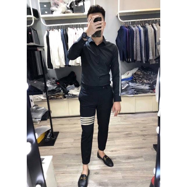 Quần Tây Xanh Than Dáng Vừa Chất Vải Âu Mềm Mịn Ôm Nhẹ Ống Côn Thời Trang