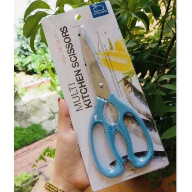 Kéo đa năng Lock &amp; Lock mã MD4, hàng chính hãng,  có răng cưa đánh vảy cá, kẹp các loại hạt, kẹp càng cua, siêu sắc, bền