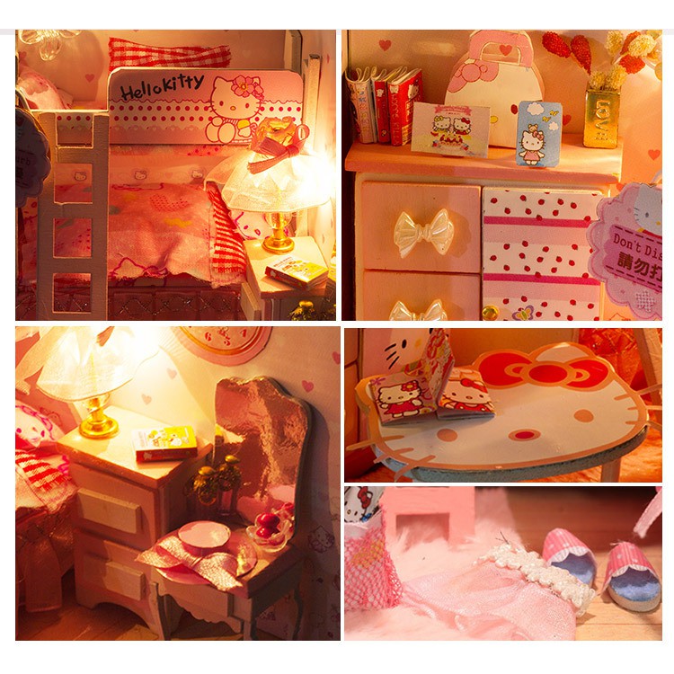 Mô hình nhà búp bê DIY - Hello Kitty