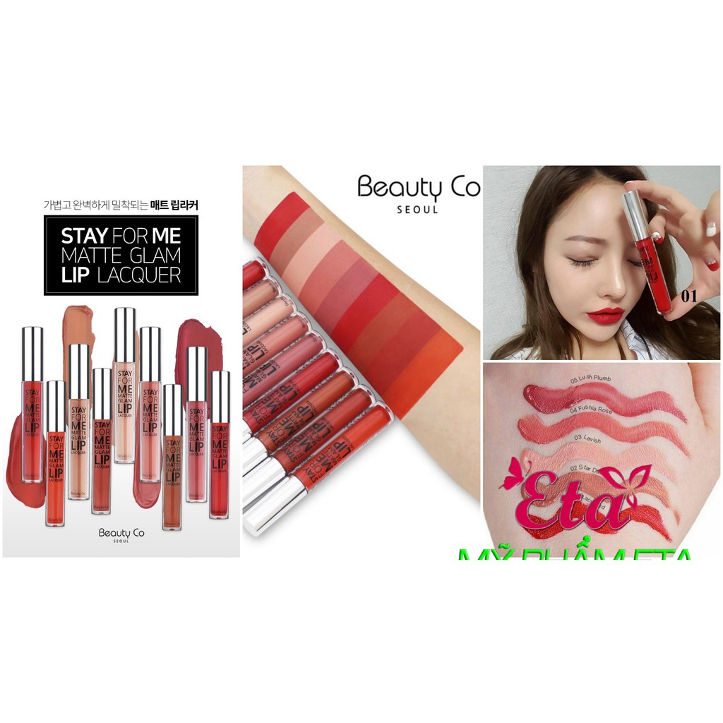 Son kem lì môi BEAUTY CO STAY FOR ME đủ bảng màu 01-08