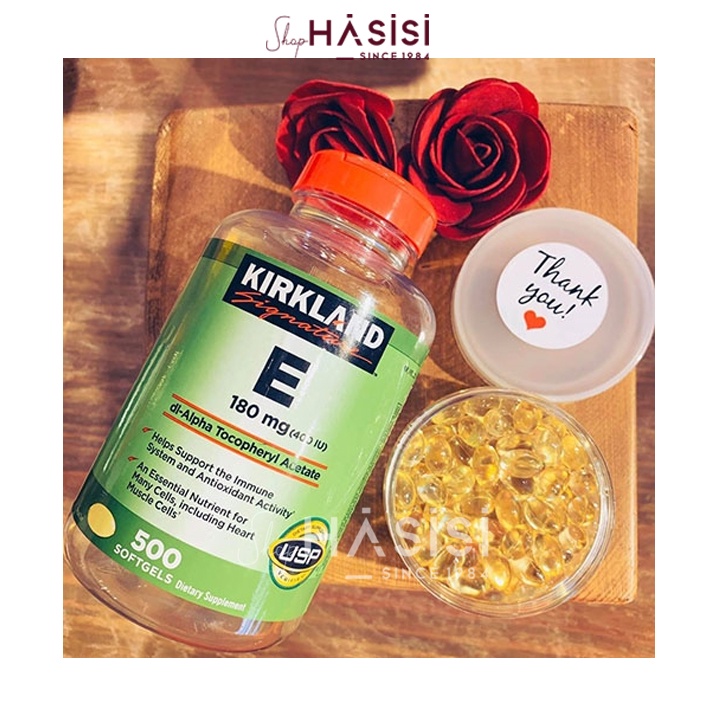 Viên Uống Bổ Sung Vitamin E KIRKLAND - Vitamin E 180mg 400IU (500 Softgels - 1 Viên/Ngày)